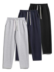 Men's Thermal Lined Pants with Drawstring Waist, Relaxed Fit Sweatpants for Fall & Winter, Men's Bottoms