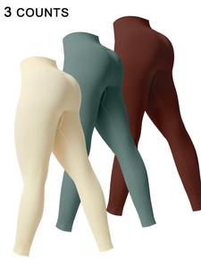 TimeOFF Sporty Women's Solid Color High Waist Sports Leggings, Breathable Comfy High Stretch Yoga Leggings, Ladies Sportswear for Indoor Outdoor Wear