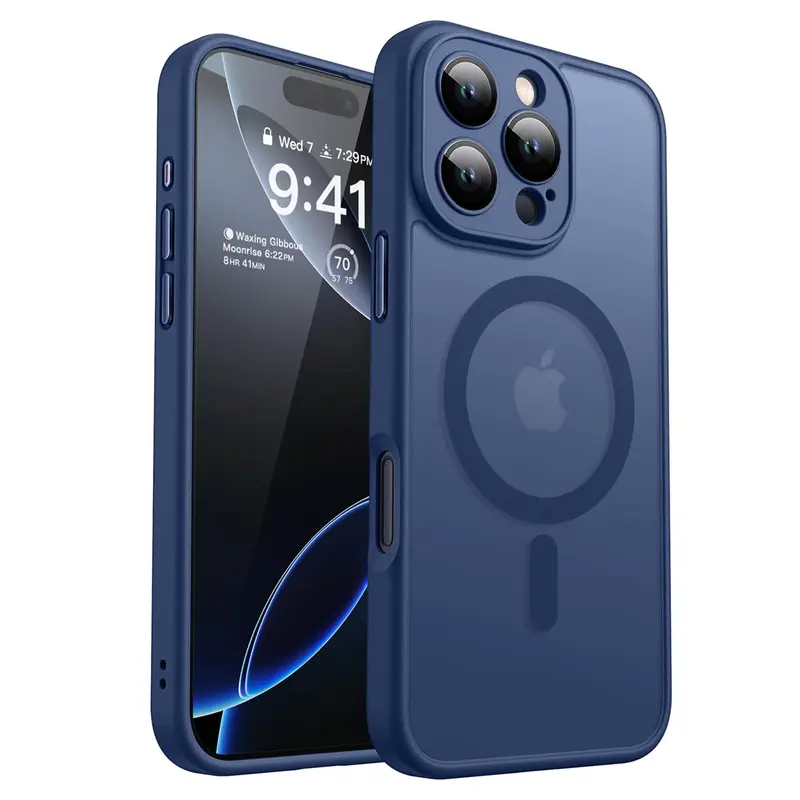 Ultra Protection Matte Phone Case, Built-in Camera Lens Protector, Magnetic Wireless, Soft Rubber, Accessories Cover 2