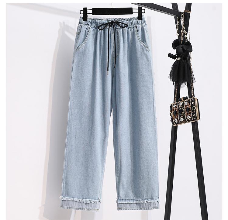 Product Introduction of plus Size High Waist Casual Pants Loose Wide Leg Jeans Fashionable Spring New Arrival for plus Size Women Comfortable Fit 19