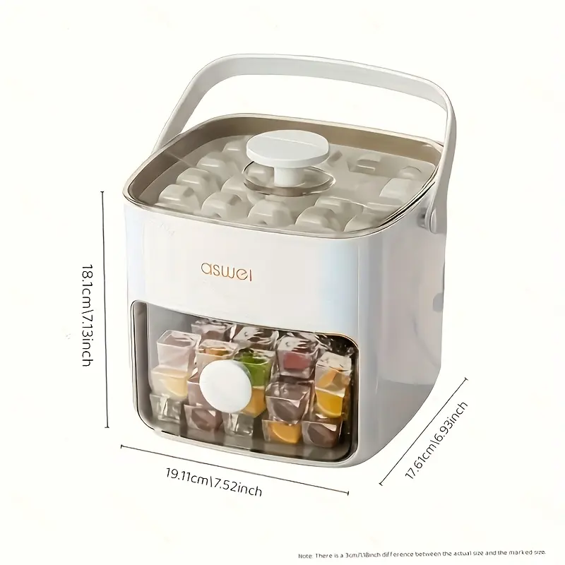 Large Capacity Ice Maker Bucket with Dual Layers and 48 Compartments, Food-Grade Plastic with Built-in Freezer Box, Ideal for Home, Office, and Outdoor Use | Easy-to-Clean Material, Countertop Ice Tray 2Color 8