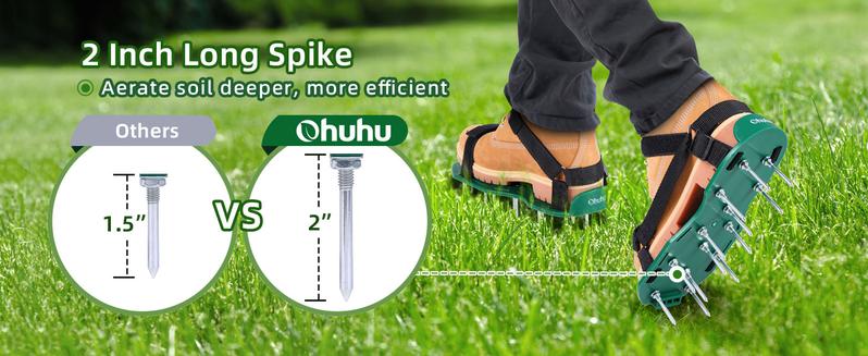 Product Introduction of Lawn Aerator Shoes with Stainless Steel Shovel, Free-Installation Aerating Shoes with Hook & Loop Straps, Heavy Duty Spiked Aerating Sandals, Universal Size for Yard Patio Garden Grass Lawn 3