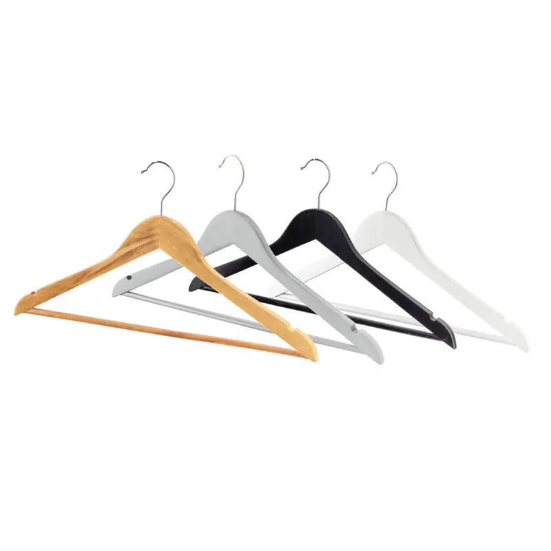 Harbour Housewares Wooden Clothes Hangers Strong Coat Clothes Suit Jacket Hanger with Twin Shoulder Notches & Trouser Bar 0