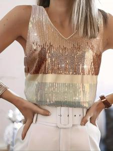 Women's Ombre Sequin Tank Top, Elegant Casual Sleeveless Top for Summer, Ladies Clothes for Daily Wear