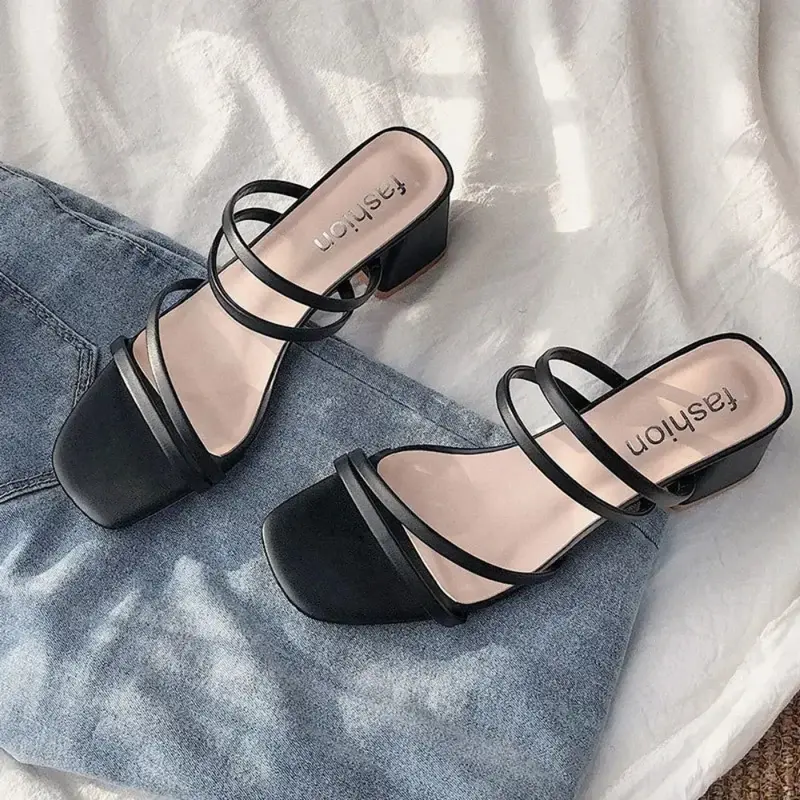 Women's high-heeled sandals Summer casual women's Shoes Women's square heels Open Toe Ankle strap Women's Wedge Shoes 2022 new 5