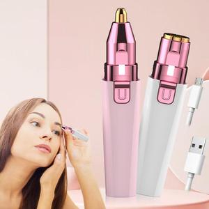 2 in 1 Electric Eyebrow Trimmer, 1 Box Portable USB Rechargeable Eyebrow Shaver & Accessories, Eyebrow Shaper, Multifunctional Eyebrow Trimmer for Women