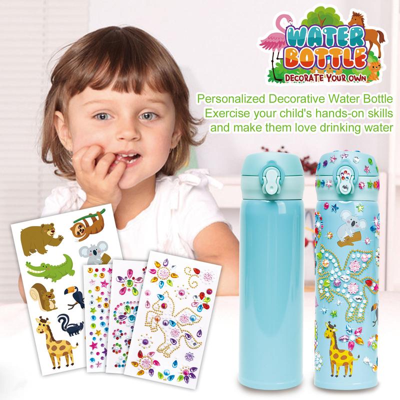 Product Introduction of [NovaHome] Unicorn Gemstone Sticker Sports Water Bottle - BPA Free Art and Craft Kit for Kids Age 6-12 Years Old, Leakproof and Decorate Your Own Water Bottle with Glitter Gems - Great Birthday, Valentines and Christmas Gift Idea for Children. 1