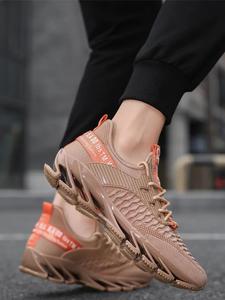 Men's Letter Pattern Lace Up Running Shoes, Sporty Breathable Comfortable Sneakers for Men, Non-slip Soft Sole Walking Shoes for Daily Wear