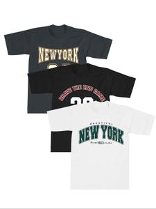 Men's Letter & Number Print Round Neck Tee, Loose Casual Short Sleeve T-shirt for Summer, Men's Top for Daily Wear, Tropical