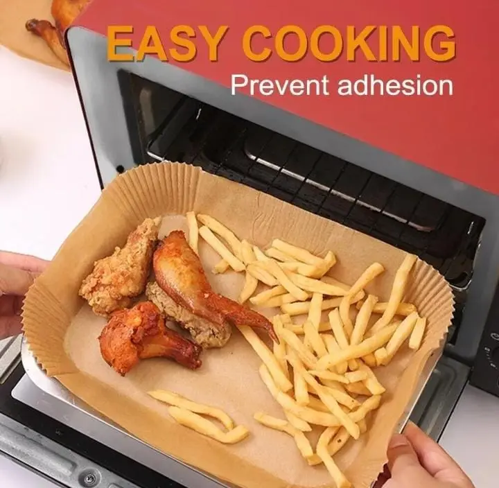 Disposable Air Fryer Liner Paper, 50/100pcs Rectangular Paper Air Fryer Liner Pots, Paper Basket Bowls, Baking Trays, Oven Accessories, Kitchen Gadgets, Household Baking Tools, Kitchen Accessories Bakeware Utensils air  fryer  paper  liners Silicone Meat 1