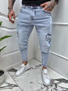 Men's Solid Color Pocket Design Denim Jeans, Casual Comfy Jeans for Daily Wear, Fashion Men's Bottoms for All Seasons, Cotton
