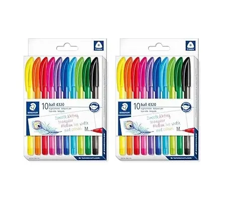 STAEDTLER 4320 MC10 Stick Rainbow Ballpoint Pen - Assorted Colours (Pack of 10) 6