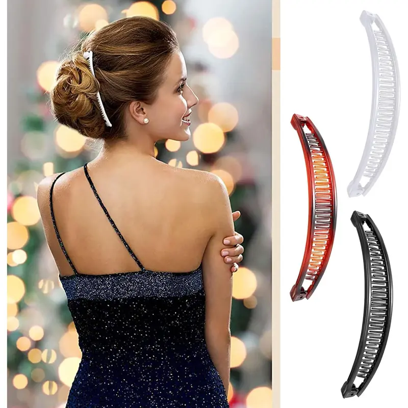 6 Pcs Banana Hair Clip Double Comb Long Hair Clips Banana Hair Comb for Thick & Fine Hair (Brown & Black) 6