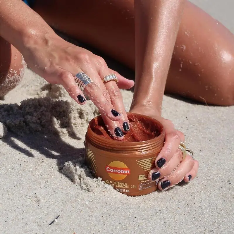 Ca.rro.te.n G.ol.d Shimmer Intensive Tanning Gel 150 ml - Tan Express Accelerator for Shine Brown - Sunbed Tanning Accelerator - Sunscreen without SPF 5