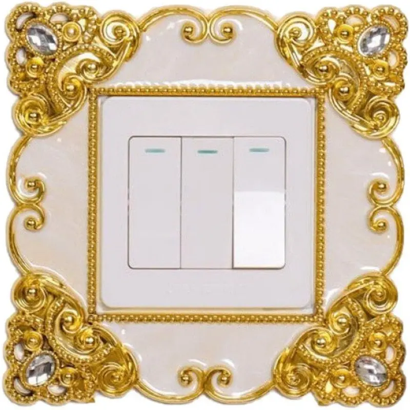 Switch Sticker, Self-Adhesive Reusable Wall Decal with Crystals, Decorative Plastic Square Switch Plate Cover, Dustproof & Glossy Finish - 1 Pack