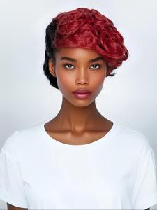 8 Inch Short Wavy Bob Wigs for Women, Gorgeous Fluffy Wigs with Bangs, Human Hair Wigs for Party, Daily Use