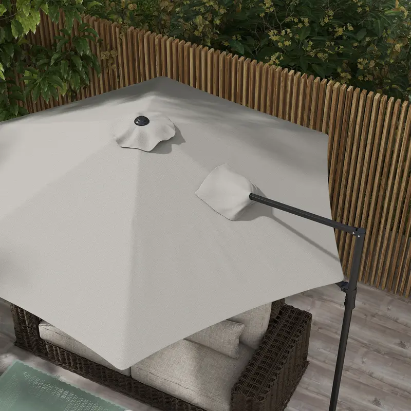 Outsunny 2.5m Rotating Cantilever Parasol - Light Grey 6
