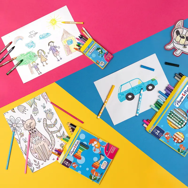 Paper Mate Children's Felt Tip Colouring Pens | Washable | Assorted Colours | 24 Fibre Tip Markers 1