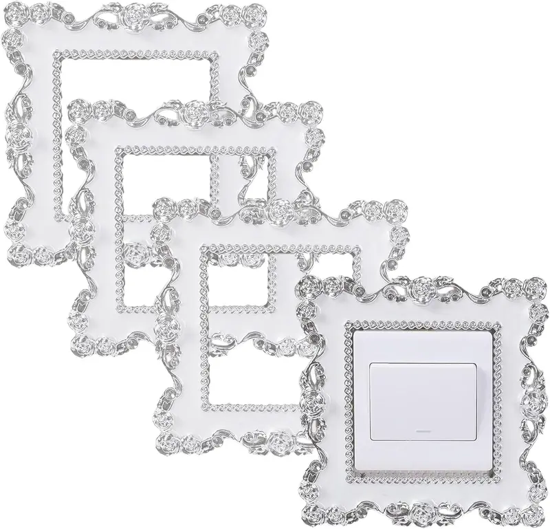 4Pcs Light Switch Surround, Light Switch Surround White, Light Switch Cover, Light Switch Covers Decoration Wall, Light Switch Cover Plates, for Living Room, Office, Home 0