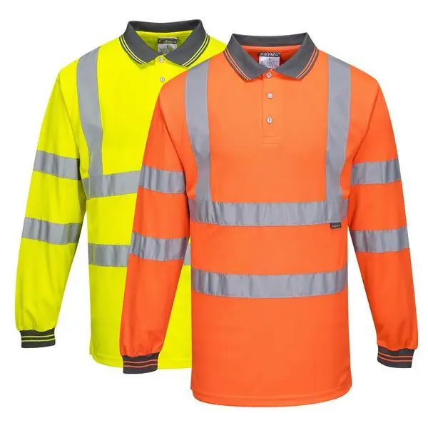 Hi-Vis Reflective Polo T-Shirt – Short & Long Sleeve | Lightweight & Breathable High-Visibility Shirt in Neon Yellow & Orange