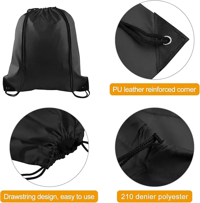 Black Drawstring Backpack Bags for Yoga and Traveling - Bulk Pack of 25 3