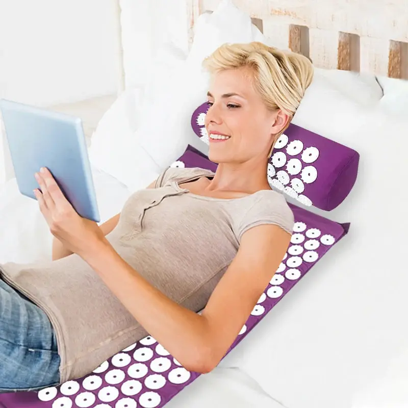 Yoga Massage Pads with Large Touchpoints for Better Neck Back and Foot Massage Household Massage Pillows in Purple Color 4