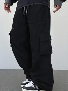 Men's Solid Flap Pocket Cargo Pants, Regular Fit Casual Street Fashion Comfy Trousers for Daily Wear, Men's Bottoms for All Seasons, Beige