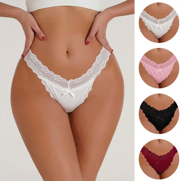 High Quality Ladies Thongs Low-Rise Lace G-String Briefs Bow Breathable Seamless Hot XS Polyamide Hipster Everyday Sexy for 1