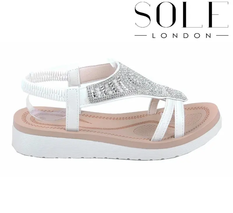 Ladies Summer Diamante Flat Low Heel Wedge Sandals - Women's Footwear - Girl 4