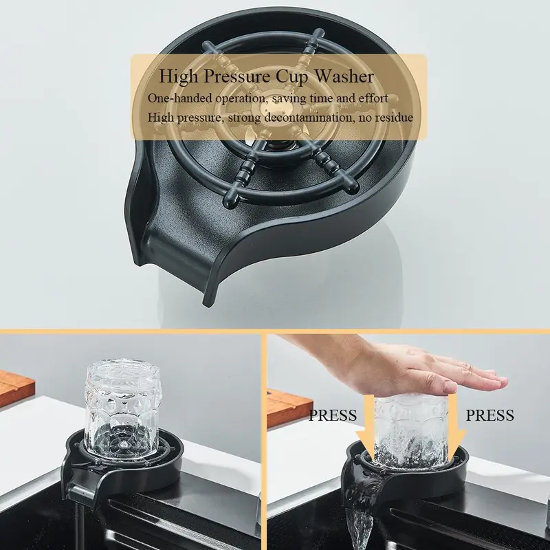 304 Stainless Steel Waterfall Kitchen Sink Large Single Slot with Chopping Board Cup Washer 5