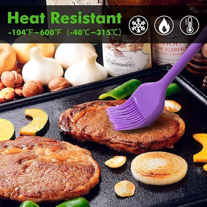 Product Introduction of 5 pieces Set Silicone Heat Resistant Marinade Meat Basting Pastry Brush Spread Oil Butter Sauce Marinades for BBQ Grill Barbecue Baking Kitchen Cooking BPA Dishwasher Safe (Multicolor) Bakeware 2