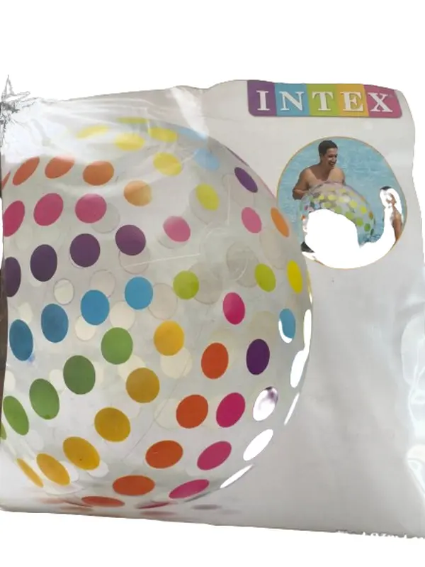 Jumbo Beach Ball 42 Inch Multicolour Dots and Clear Base for Fun and Playful Beach Day 2