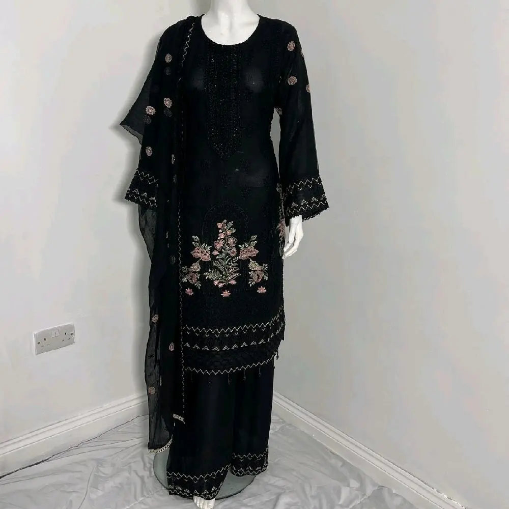 Chiffon kamez duppata and plazo trouser