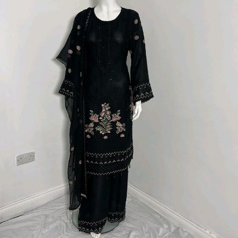 Chiffon kamez duppata and plazo trouser 0
