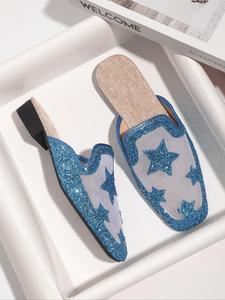 Women's Fashionable Star Decorated Slip on Sandals, Casual Comfortable Breathable Flat Sandals for Summer, Lightweight Breathable Shoes for Daily Wear