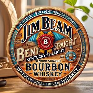 Jim Beam Whiskey Themed Sign, Vintage Wooden Sign, Wall Decor for Home Kitchen Restaurant Bedroom Garden Garage Hotel Office