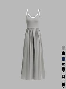 Women's Contrast Binding  Jumpsuit, Casual Sleeveless Jumpsuit for Summer, Women's Jumpsuit for Daily Wear