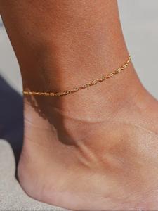 Women's Simple Style Plain Color Chain Anklet, Fashionable Stainless Steel Jewelry for Party, Daily Clothing Decor, Trendy All-match & Exquisite Jewelry for Birthday Gift