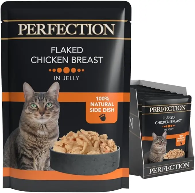 Perfection Adult Wet Cat Food, Flaked Chicken Breast in Jelly, Grain Free & Made With 100% Natural Ingredients (18 Pouches x 70g)