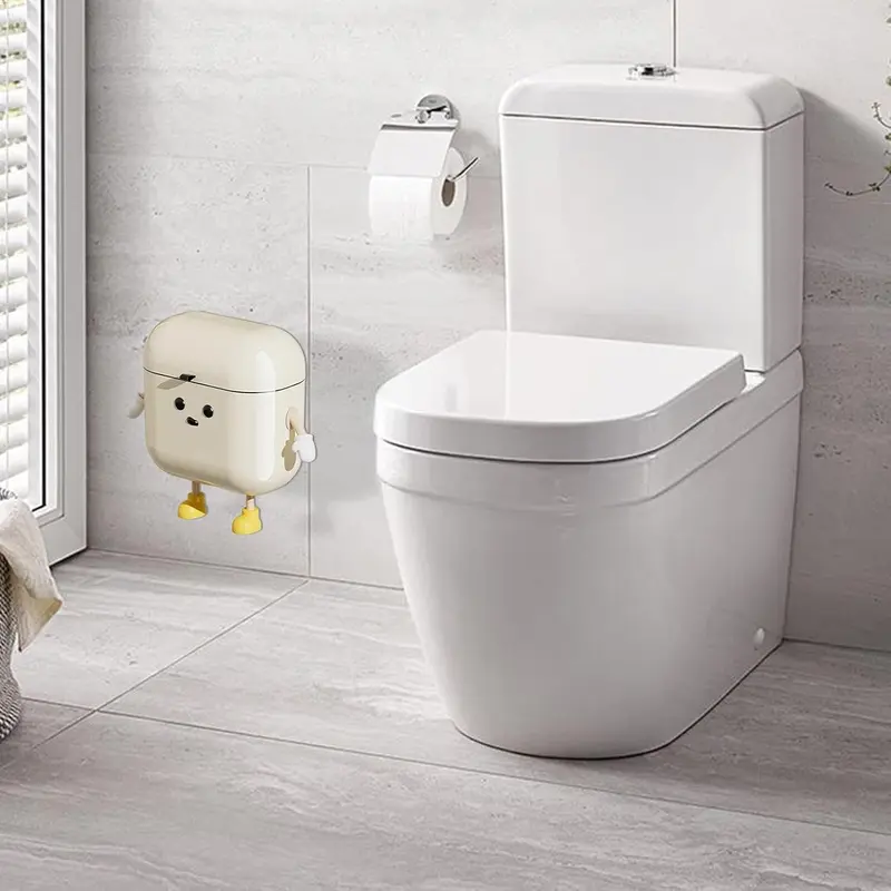 9L Hanging Trash Bin With Lid, Wall-mounted Kitchen Trash Can, Cream-Colored Trash Can, High AppearanceLevel, For Food Waste And Bathroom, Cupboard, Cabinet Door 7