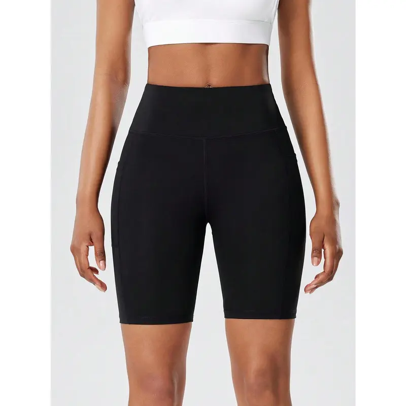 Women's High Waist Yoga Shorts with Side Pockets – Compression Running Workout Shorts | Tummy Control, Outdoor Fitness Boxer Shorts 5