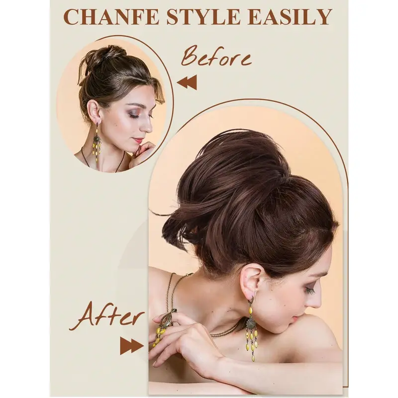 Bun Hair Piece, 10 Inch Claw Clip Short Ponytail Hair Extensions Bendable Messy Wavy Curly Fake Hairpieces For Women 4