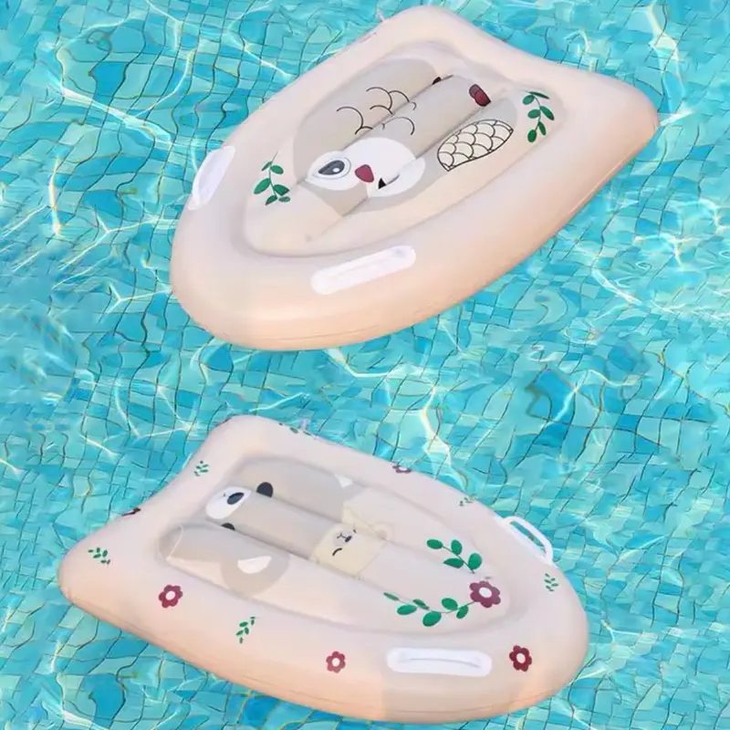 Inflatable Surfboard with Handles and Owl Pattern Design for Kids Summer Water Fun Play - PVC Folding Beach Surfboard 1