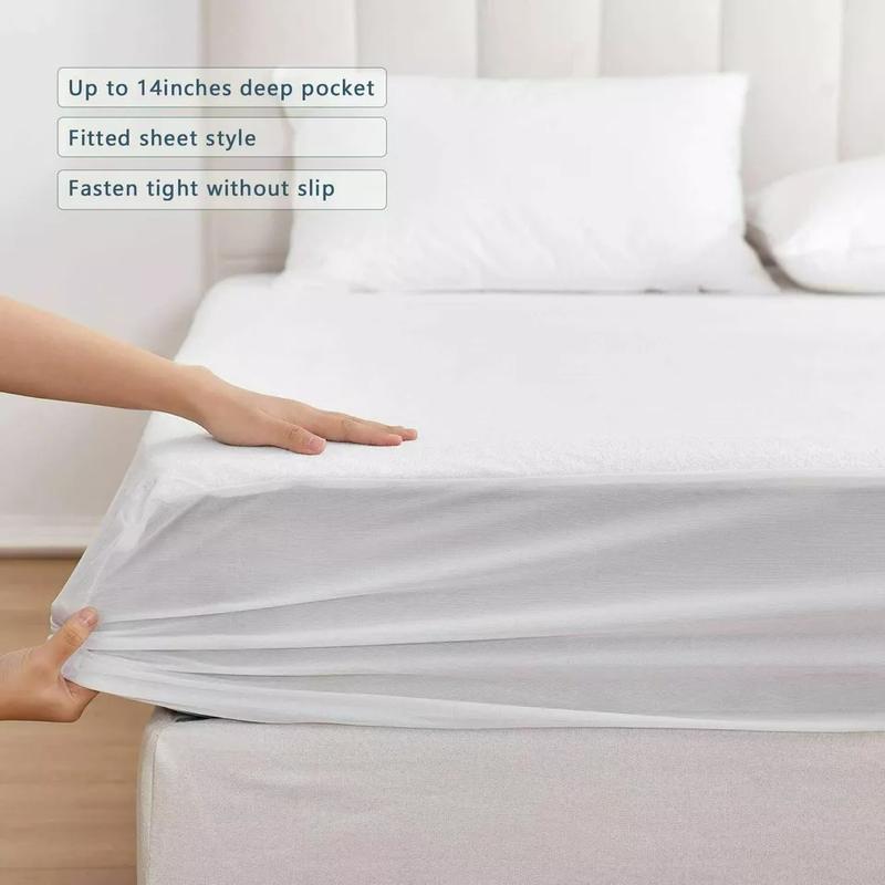 Terry Towel Mattress Protector Fitted Sheet Cover - 100% Waterproof - 30 Cm Deep - PREMIUM QUALITY - Microfiber - Extra Deepbed Fitted Cover 5