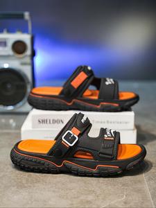 Men's Fashionable Colorblock Letter Design Slides, Casual Comfortable Breathable Non-slip Slides, Beach Slippers for Indoor & Outdoor Wear, Boy