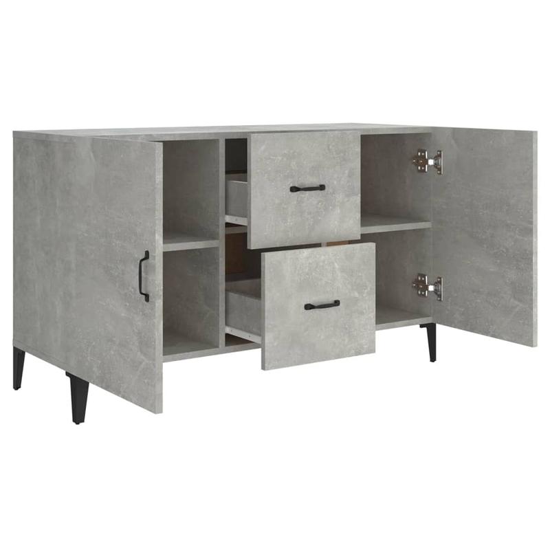 Modern Wooden 2 Door Concrete Grey Sideboard Storage Cabinet Unit With Drawers 6