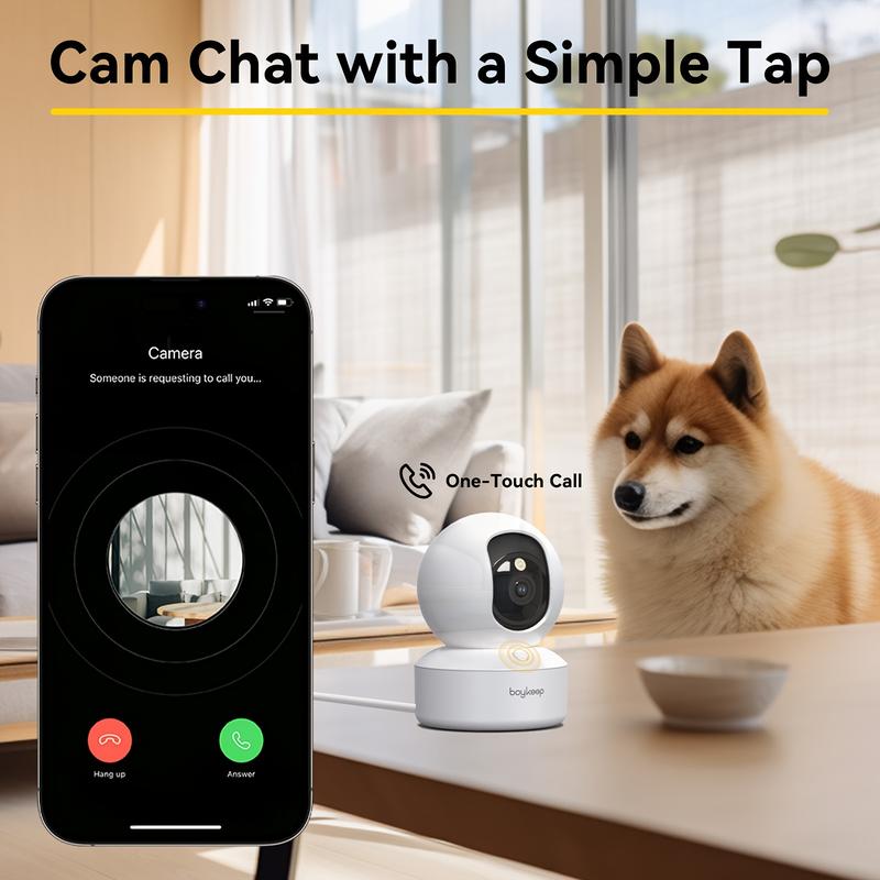 BoyKeep 5g/2.4ghz WiFi Smart Camera, 2K High-definition Indoor Safety Monitor, Special Safety Camera For Babies And Pets, 360° Panoramic Surveillance Video, Night Vision, Two-way Calls, Memory Card And Cloud Storage, K30 6