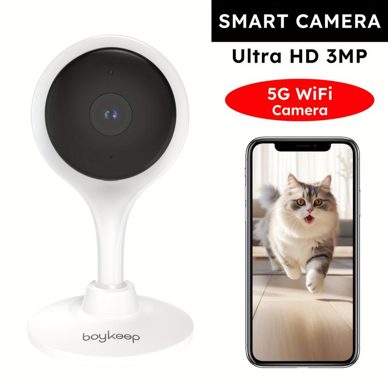 BoyKeep 5g/2.4ghz WiFi Smart Camera, 2K High-definition Indoor Safety Monitor, Special Safety Camera For Babies And Pets, 360° Panoramic Surveillance Video, Night Vision, Two-way Calls, Memory Card And Cloud Storage, K30 9