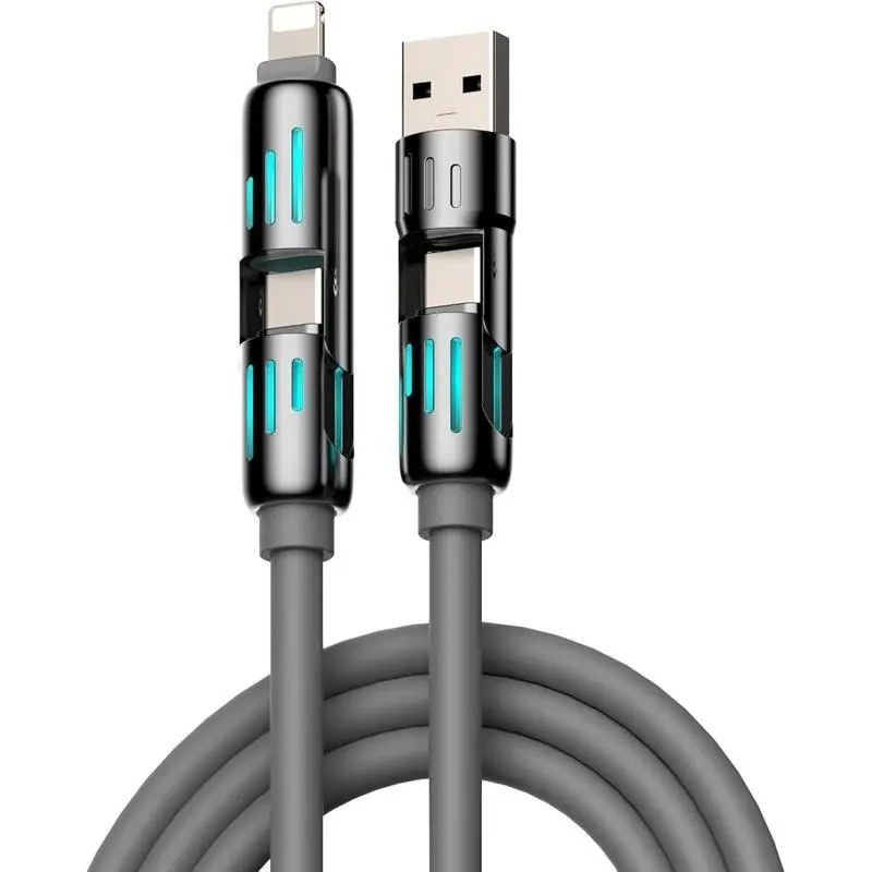 4-in-1 Multi USB charging cable-Max 240W fast charging/charger cord with USB A + Type C for iPhone 16/15 14 13 iPad Samsung Galaxy MacBook iPad tablets and more (Grey, 6.6ft) cable  crunch