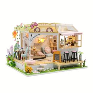 DIY Wooden House Design 3D Puzzle, DIY Miniature House Kit, Assembled Model House Perfect Gift